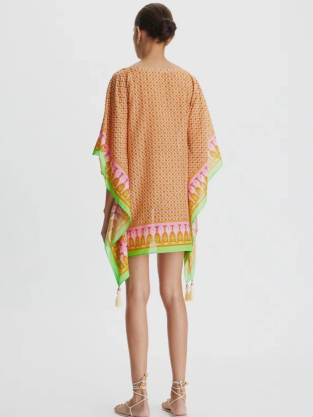 NWT Tory Burch Vauban Diamond Printed Cotton Silk Beach Caftan Cover Up Small